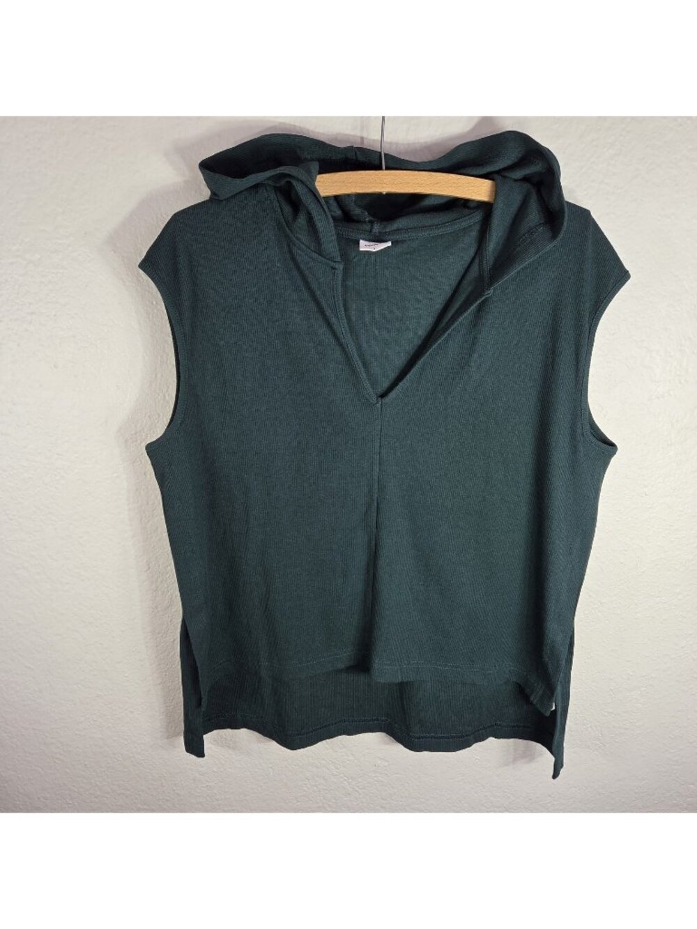Xieerduo Emerald Green Hoodie Sleeveless Tank Top Womens Size L Assimetrical